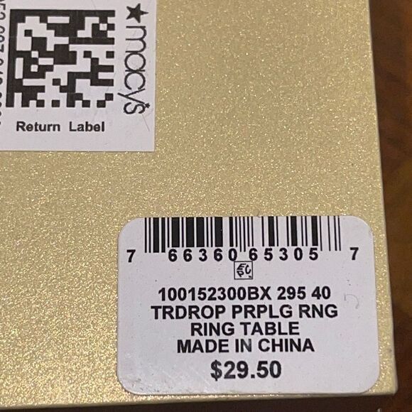 New in box CHARTER CLUB gold Plate pink and clear Cubic Zirconia tear drop Ring - Picture 8 of 9